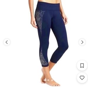ATHLETA Gel Dot Sonar Navy Capri Leggings Small